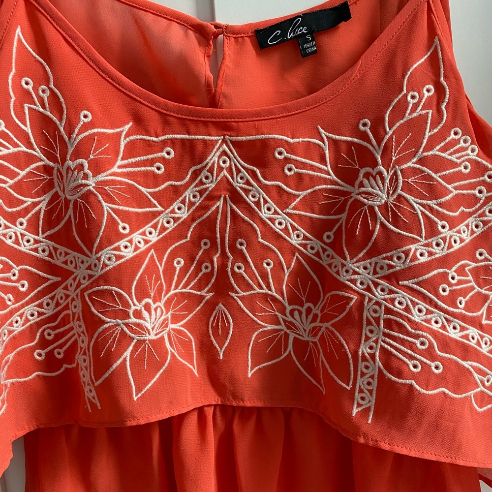 Open Back Orange Tank Top - Picture 5 of 6
